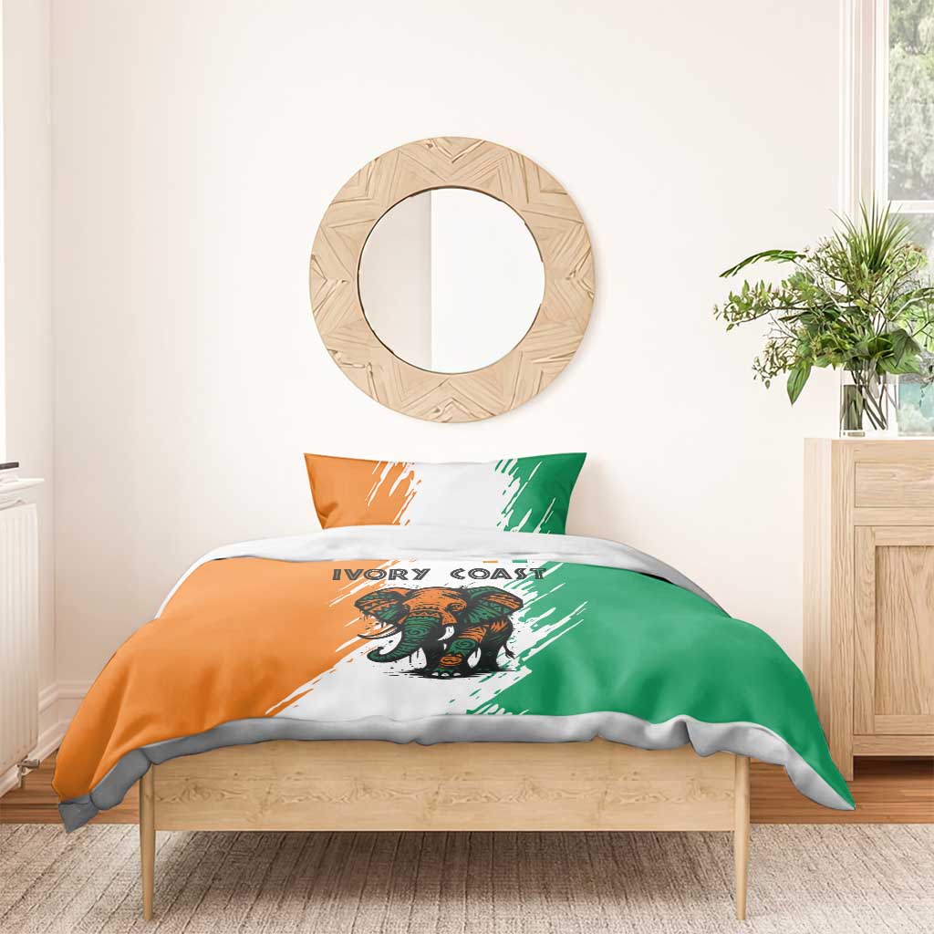Ivory Coast Bedding Set African Elephant in Ivorian Flag Colors TS04