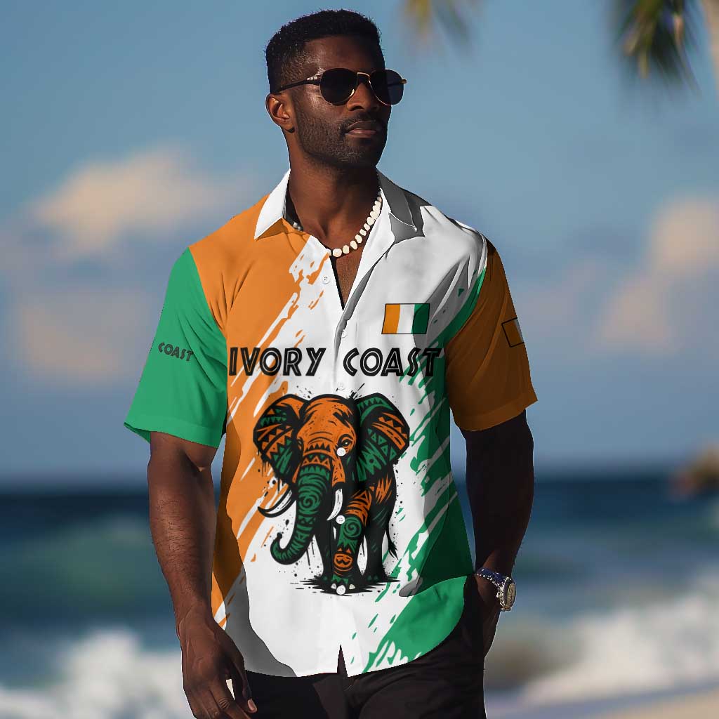 Ivory Coast Hawaiian Shirt African Elephant in Ivorian Flag Colors TS04