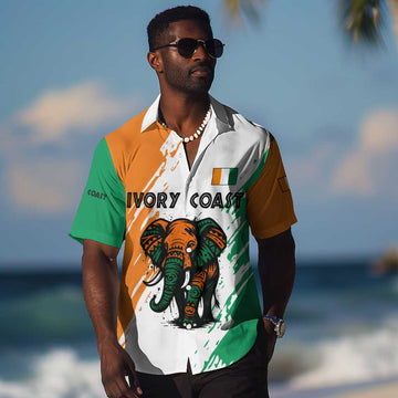 Ivory Coast Hawaiian Shirt African Elephant in Ivorian Flag Colors TS04