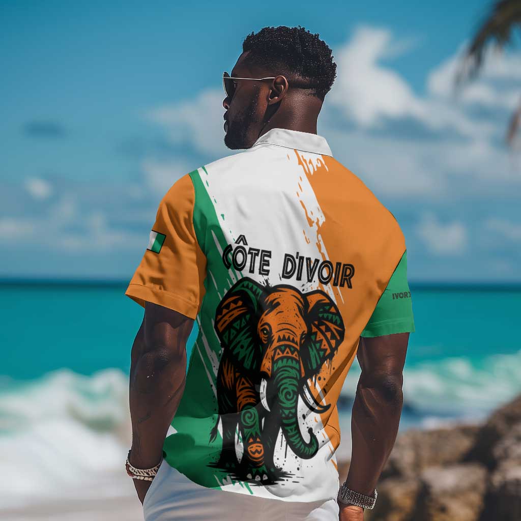 Ivory Coast Hawaiian Shirt African Elephant in Ivorian Flag Colors TS04