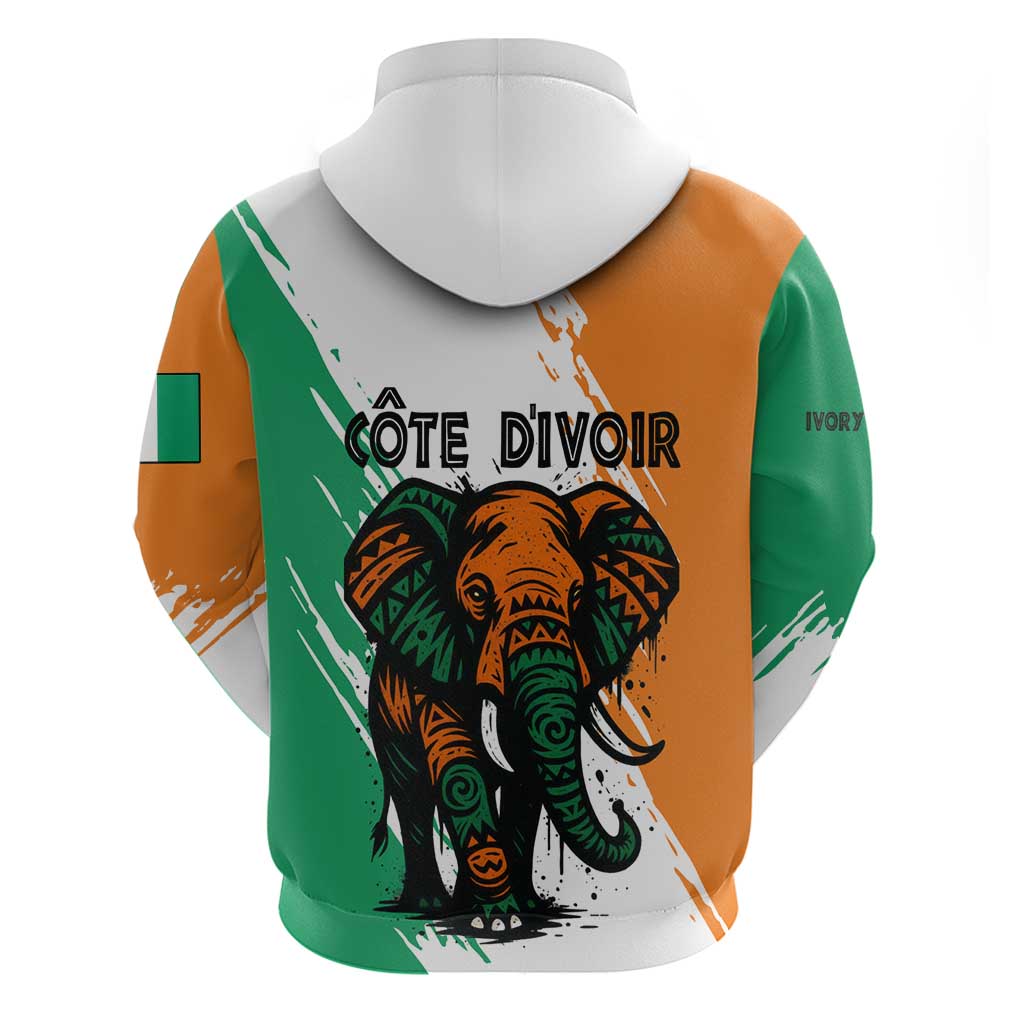 Ivory Coast Hoodie with Tribal Elephant and Paint Splash Design TS04