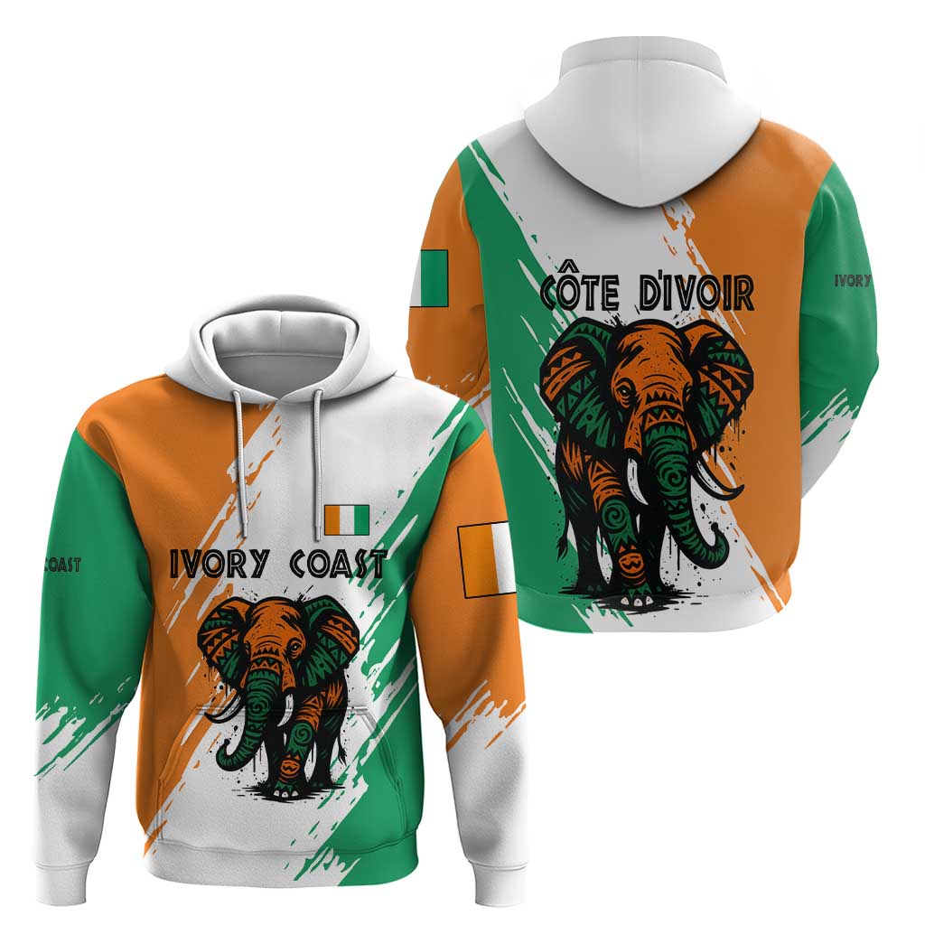 Ivory Coast Hoodie with Tribal Elephant and Paint Splash Design TS04