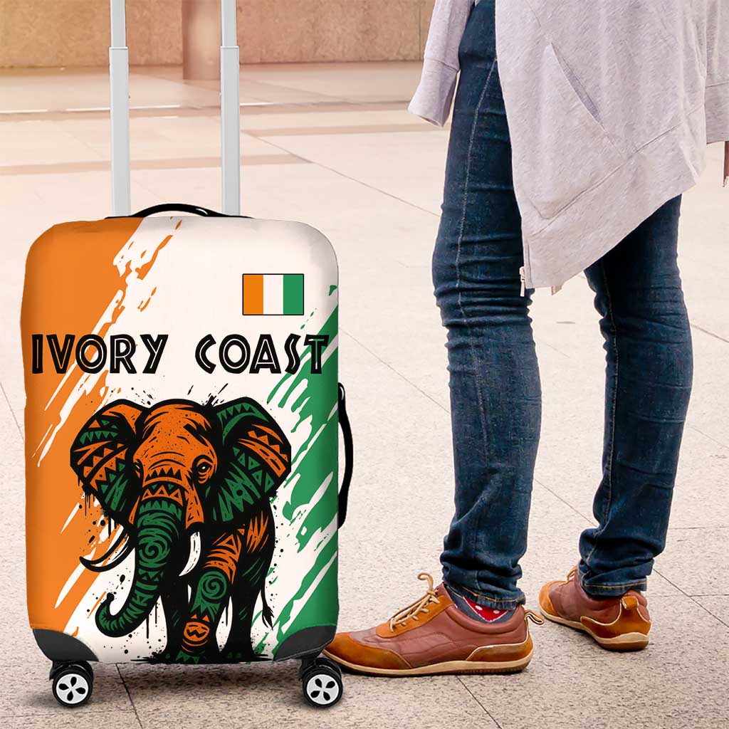 Ivory Coast Luggage Cover with Tribal Elephant and Paint Splash Design TS04
