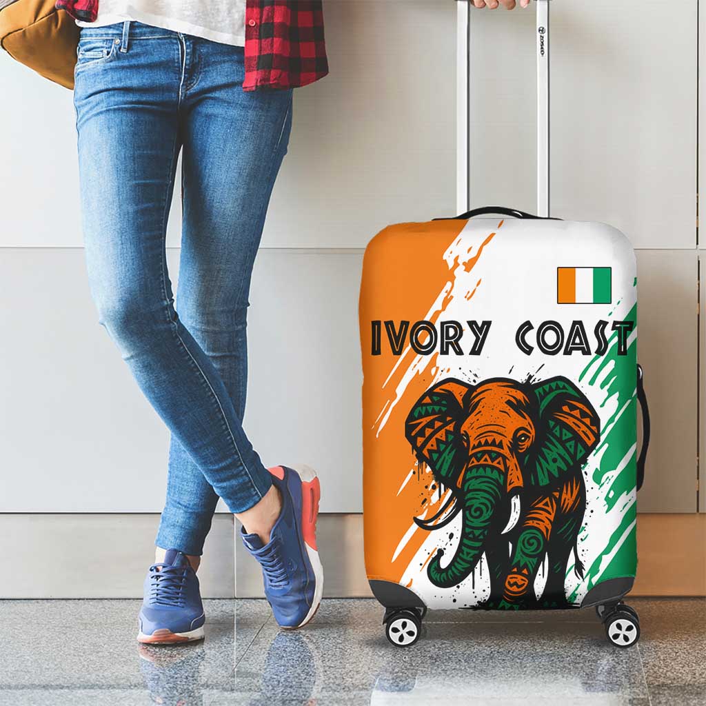 Ivory Coast Luggage Cover with Tribal Elephant and Paint Splash Design TS04