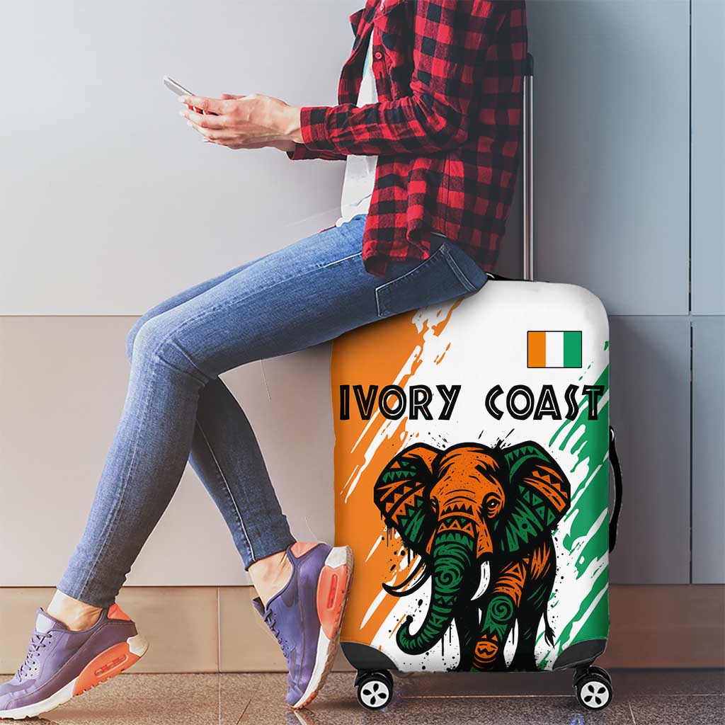 Ivory Coast Luggage Cover with Tribal Elephant and Paint Splash Design TS04