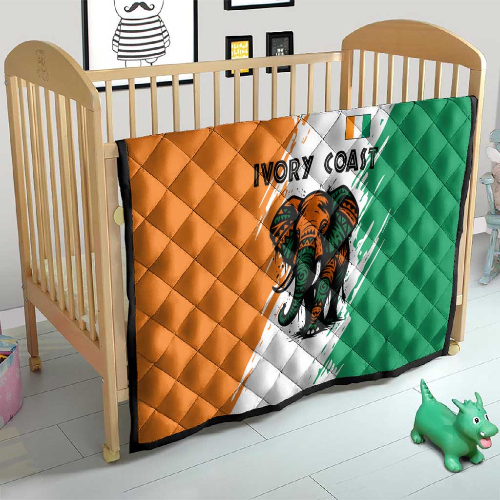 Ivory Coast Quilt African Elephant in Ivorian Flag Colors TS04