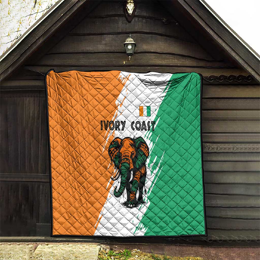 Ivory Coast Quilt African Elephant in Ivorian Flag Colors TS04