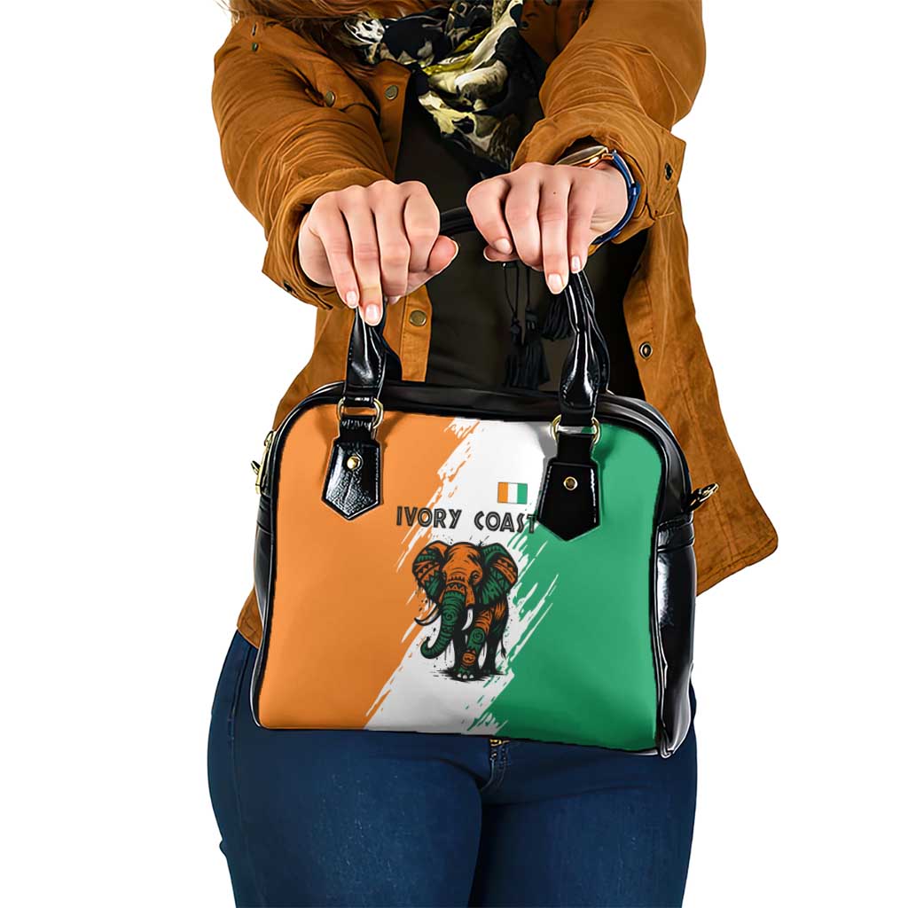 Ivory Coast Shoulder Handbag with Tribal Elephant and Paint Splash Design TS04