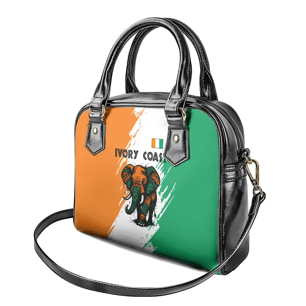 Ivory Coast Shoulder Handbag with Tribal Elephant and Paint Splash Design TS04