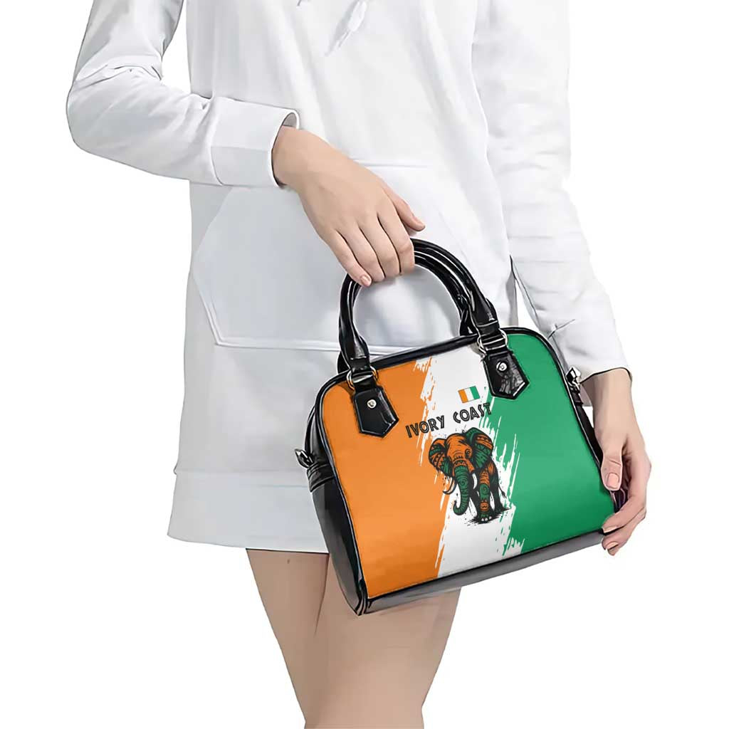 Ivory Coast Shoulder Handbag with Tribal Elephant and Paint Splash Design TS04
