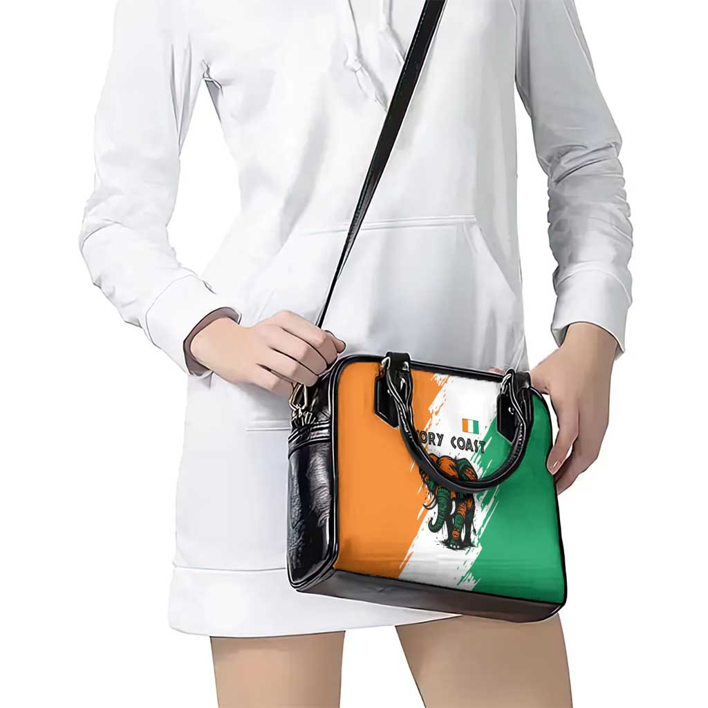 Ivory Coast Shoulder Handbag with Tribal Elephant and Paint Splash Design TS04