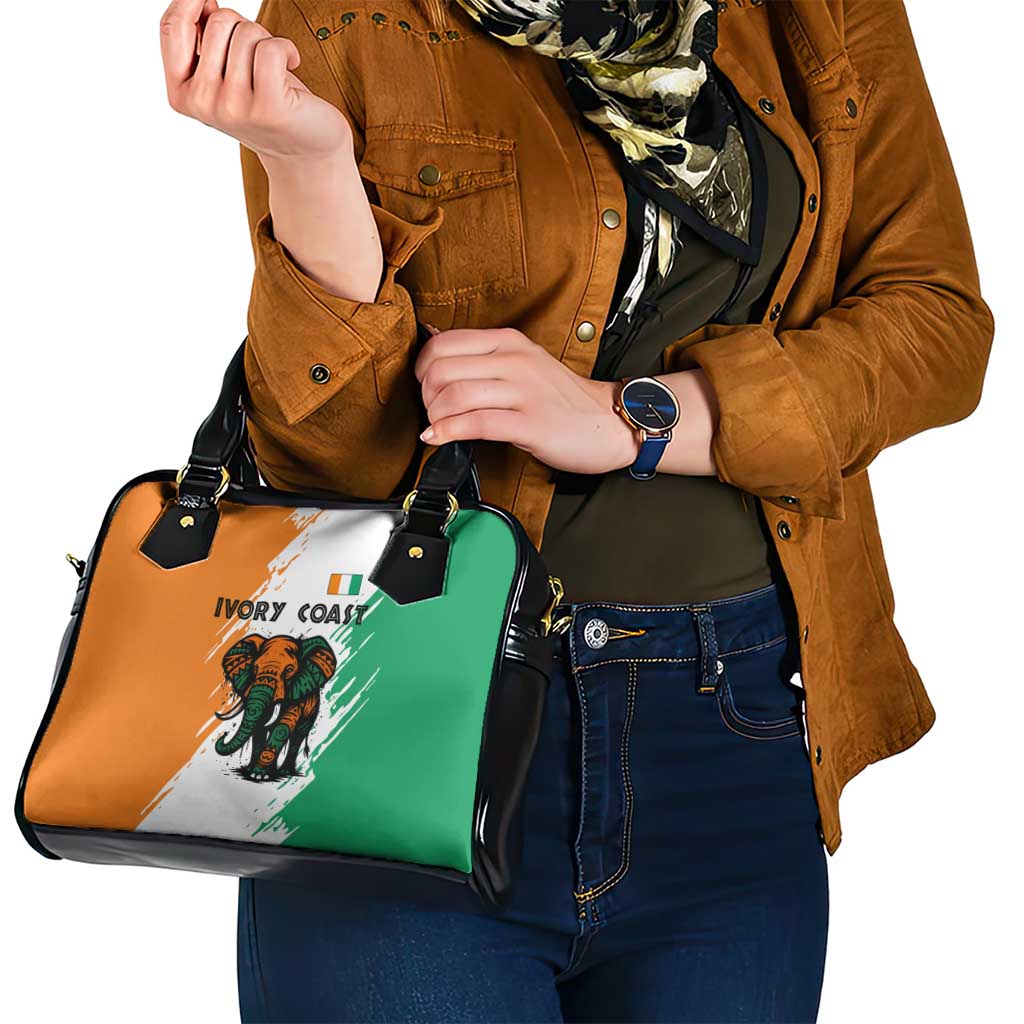 Ivory Coast Shoulder Handbag with Tribal Elephant and Paint Splash Design TS04