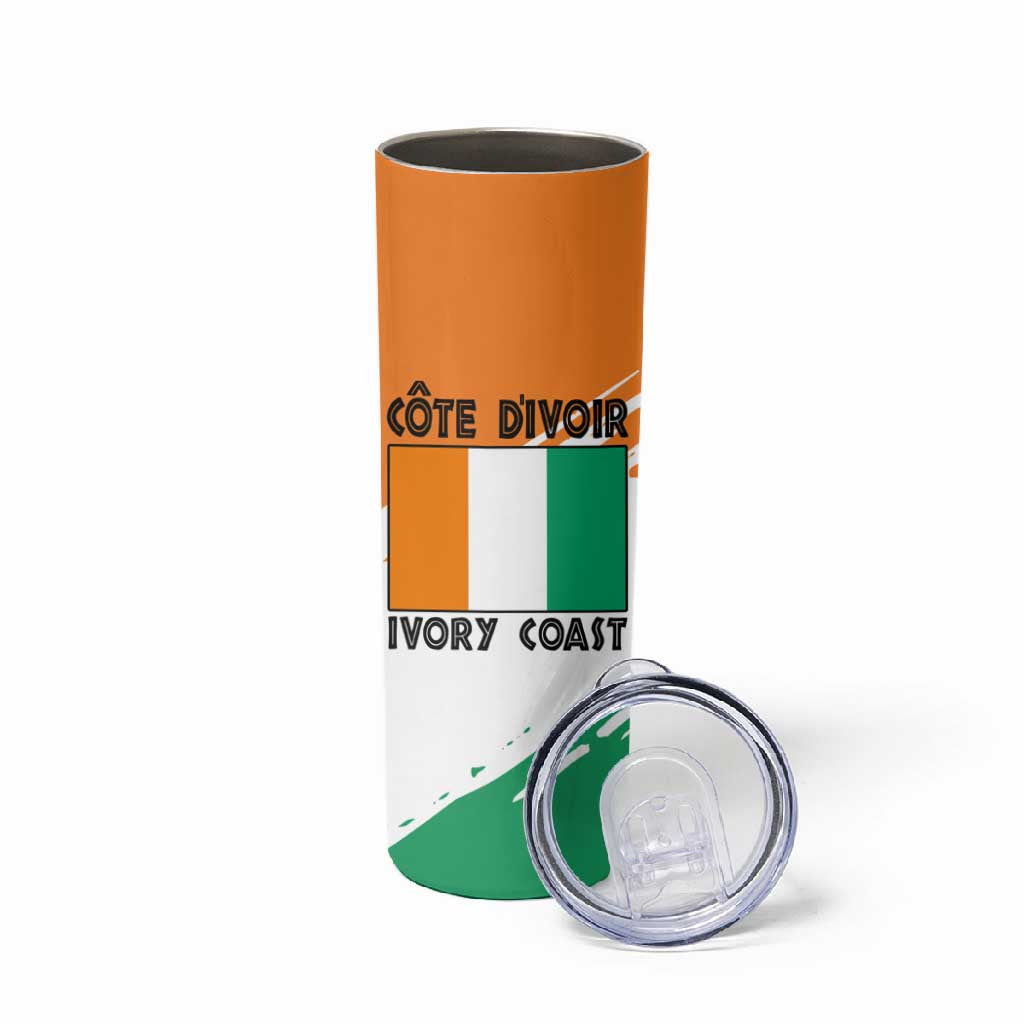 Ivory Coast Skinny Tumbler African Elephant in Ivorian Flag Colors TS04