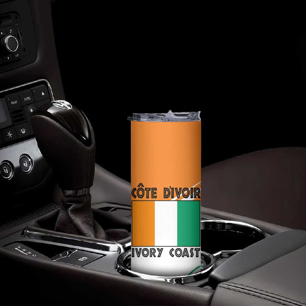 Ivory Coast Skinny Tumbler African Elephant in Ivorian Flag Colors TS04