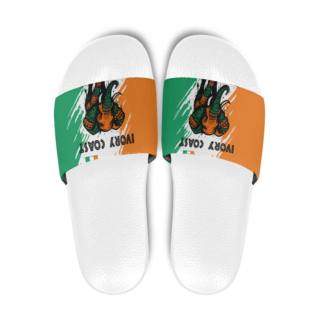 Ivory Coast Slide Sandals with Tribal Elephant and Paint Splash Design TS04