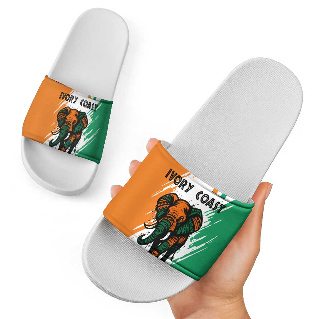 Ivory Coast Slide Sandals with Tribal Elephant and Paint Splash Design TS04