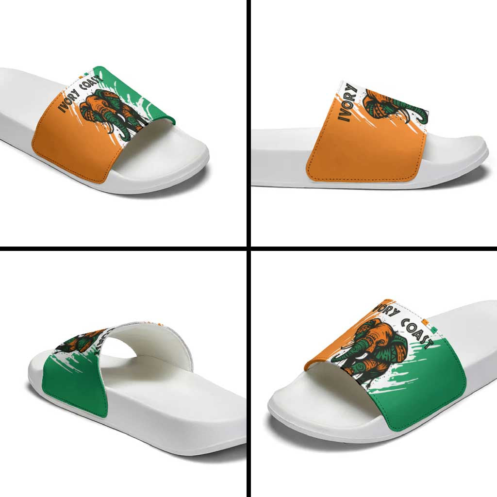 Ivory Coast Slide Sandals with Tribal Elephant and Paint Splash Design TS04
