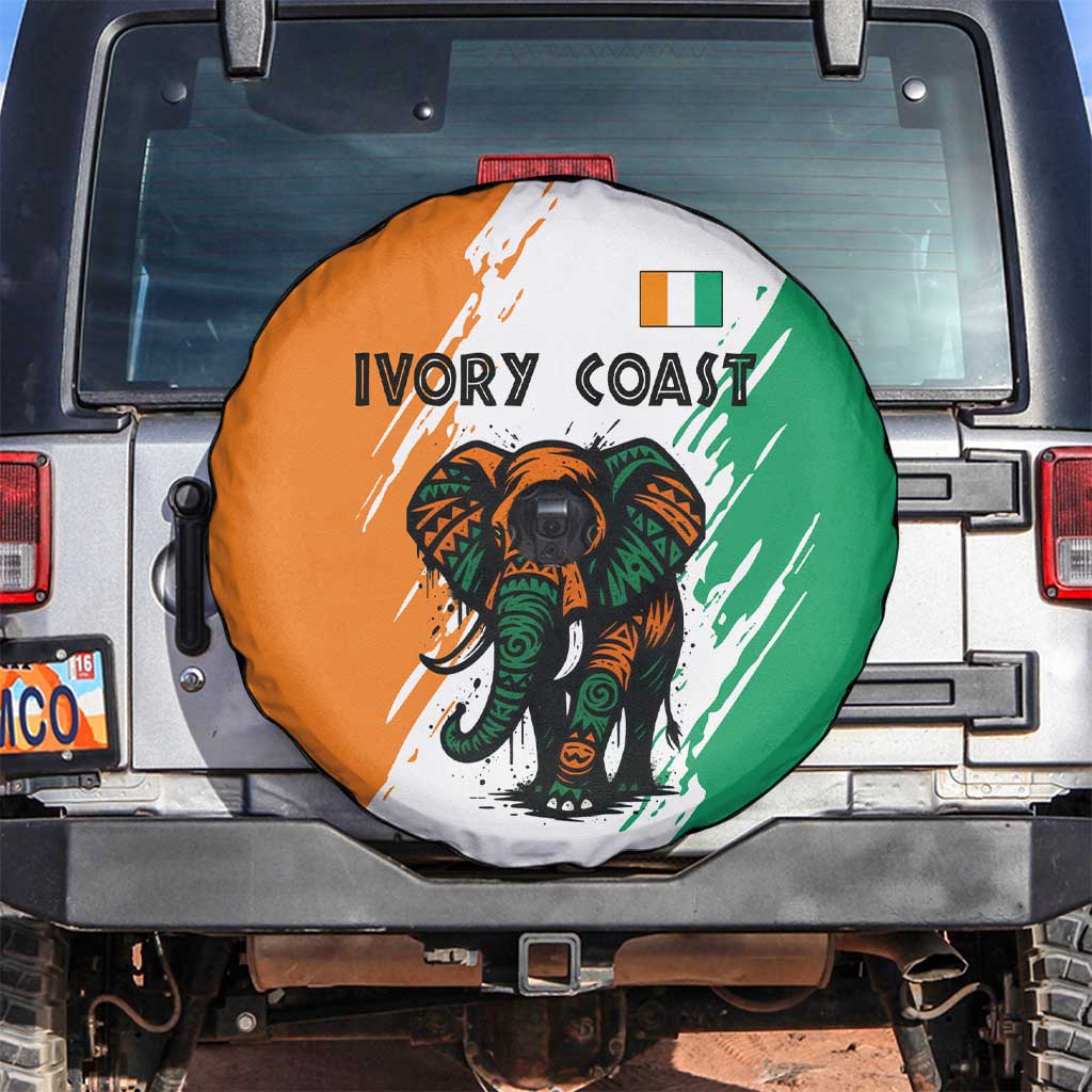 Ivory Coast Spare Tire Cover with Tribal Elephant and Paint Splash Design TS04