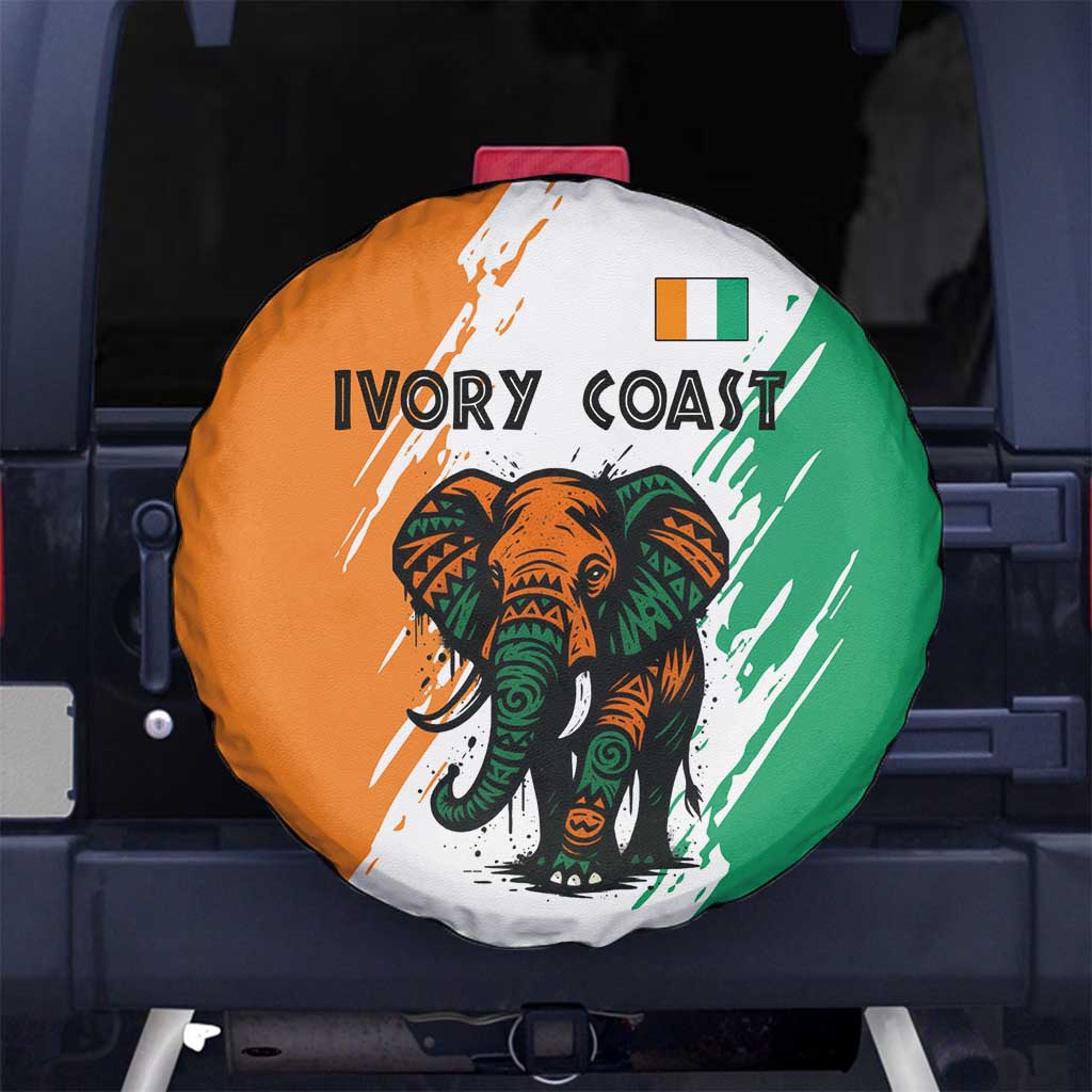 Ivory Coast Spare Tire Cover with Tribal Elephant and Paint Splash Design TS04