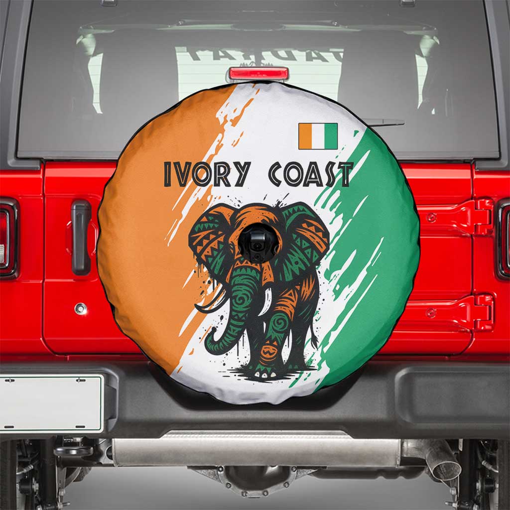 Ivory Coast Spare Tire Cover with Tribal Elephant and Paint Splash Design TS04