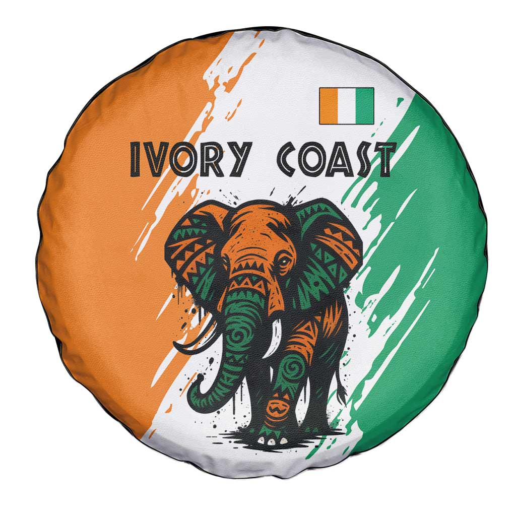 Ivory Coast Spare Tire Cover with Tribal Elephant and Paint Splash Design TS04