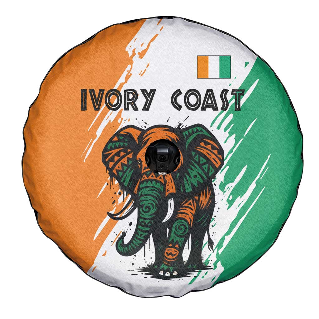 Ivory Coast Spare Tire Cover with Tribal Elephant and Paint Splash Design TS04
