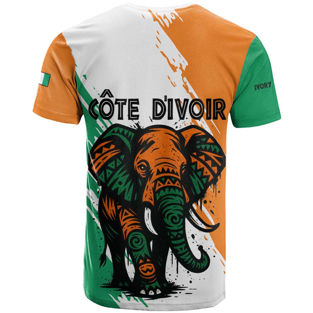 Ivory Coast T shirt African Elephant in Ivorian Flag Colors TS04