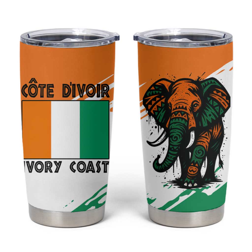 Ivory Coast Tumbler Cup African Elephant in Ivorian Flag Colors TS04