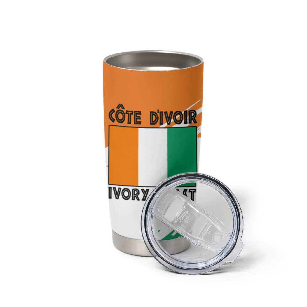 Ivory Coast Tumbler Cup African Elephant in Ivorian Flag Colors TS04