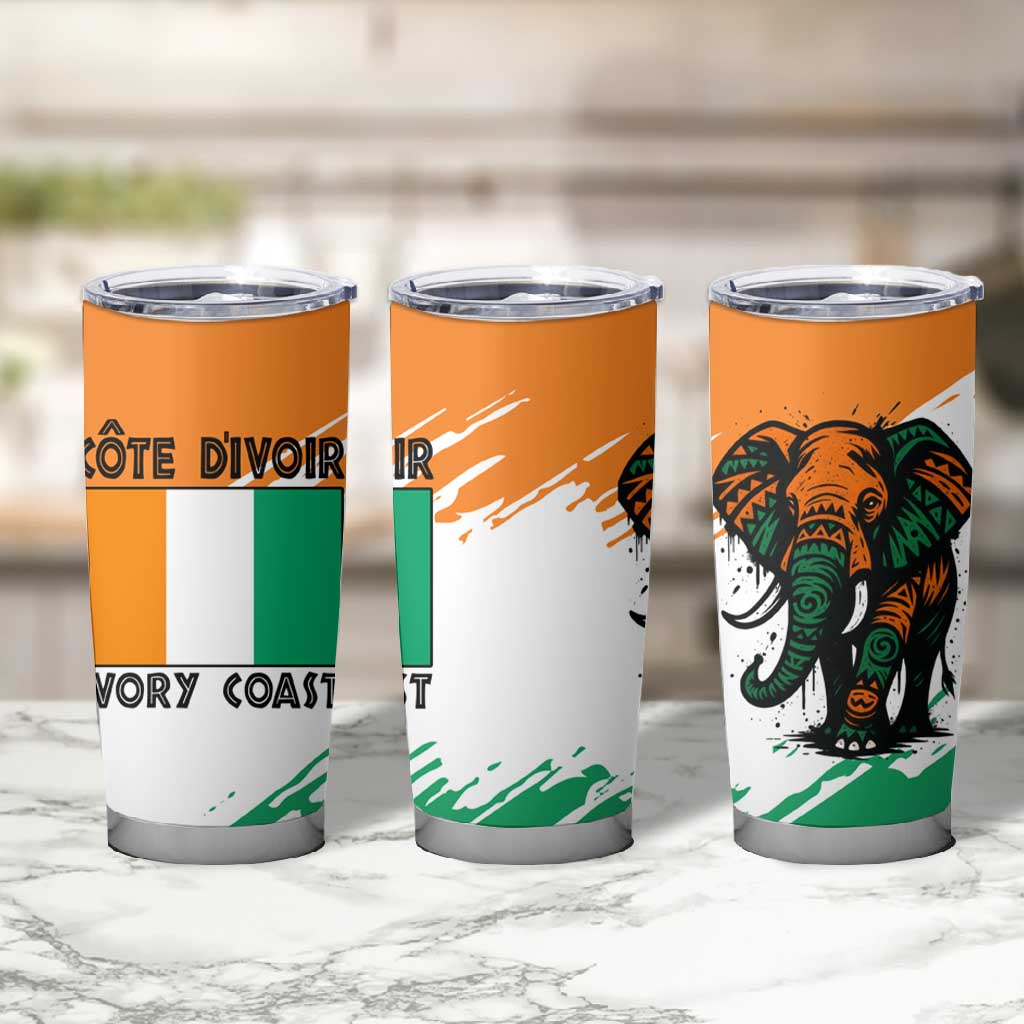 Ivory Coast Tumbler Cup African Elephant in Ivorian Flag Colors TS04