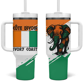 Ivory Coast Tumbler With Handle African Elephant in Ivorian Flag Colors TS04