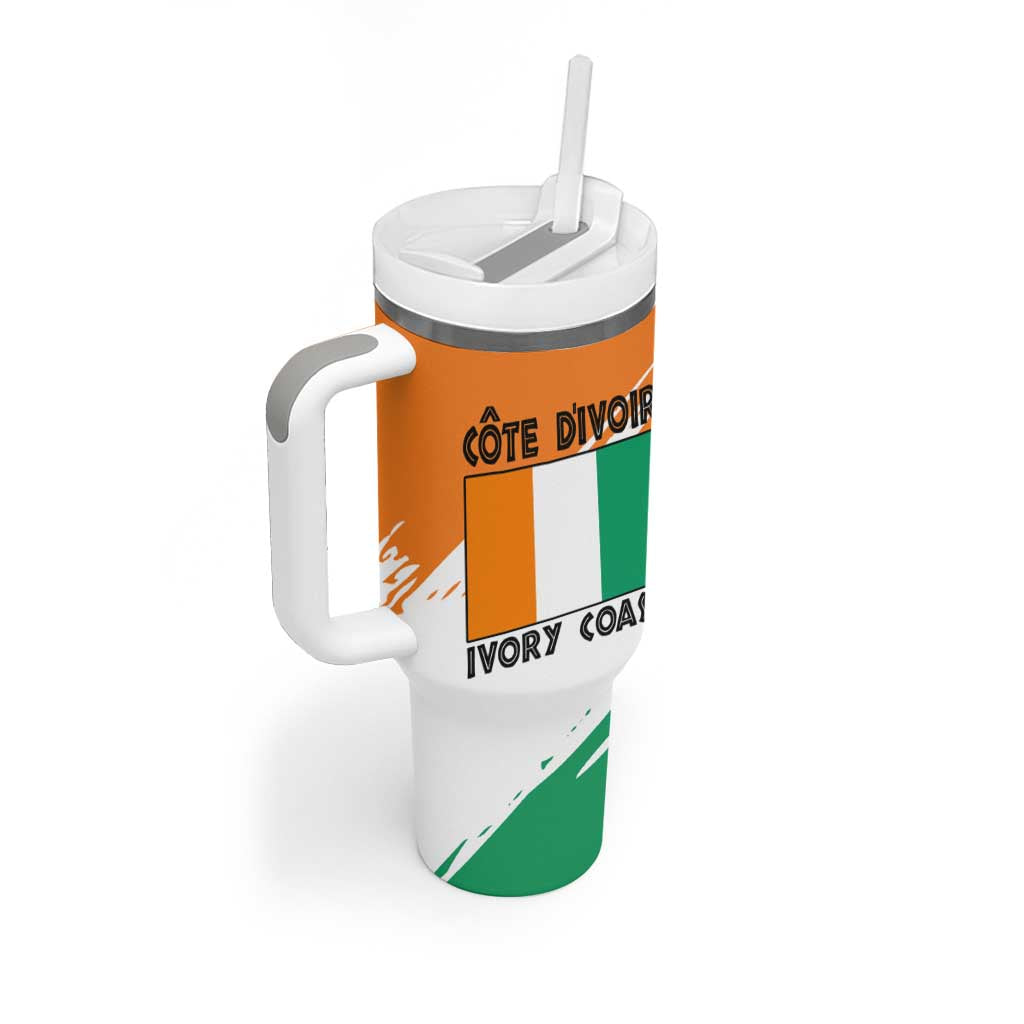 Ivory Coast Tumbler With Handle African Elephant in Ivorian Flag Colors TS04