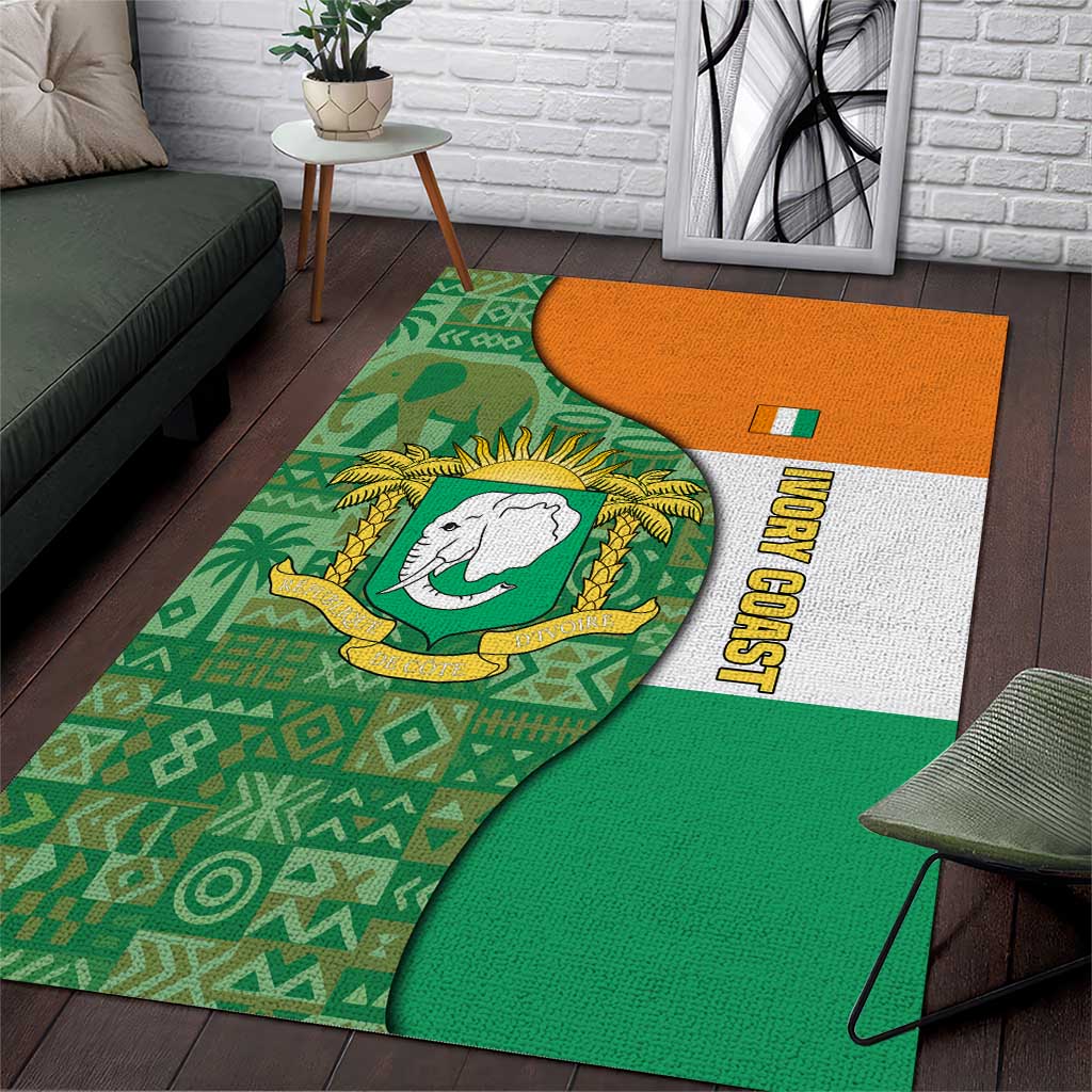 Ivory Coast Area Rug Elephant Crest and Tribal Pattern TS04