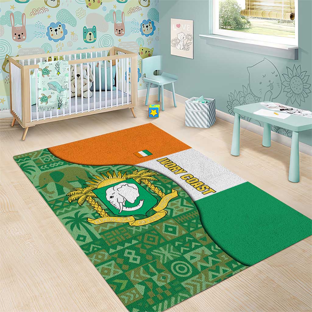 Ivory Coast Area Rug Elephant Crest and Tribal Pattern TS04