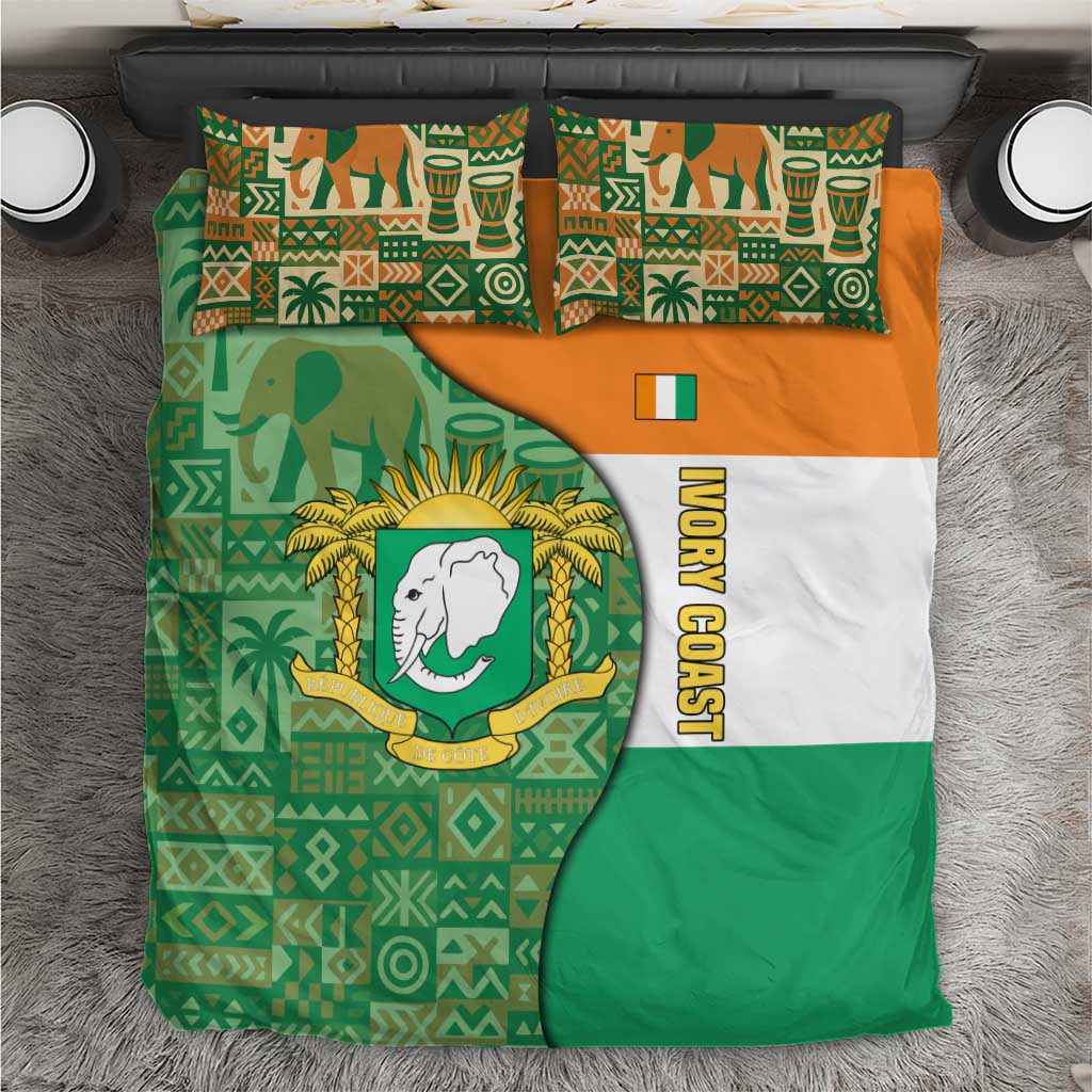 Ivory Coast Bedding Set Elephant Crest and Tribal Pattern TS04