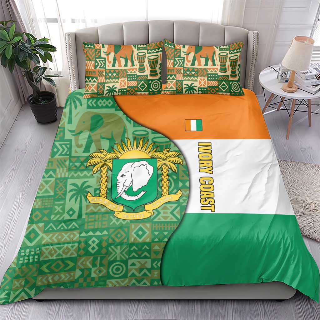 Ivory Coast Bedding Set Elephant Crest and Tribal Pattern TS04