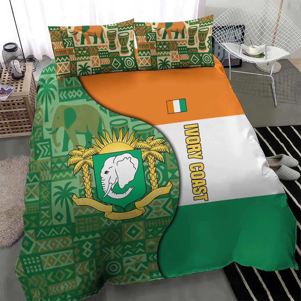 Ivory Coast Bedding Set Elephant Crest and Tribal Pattern TS04