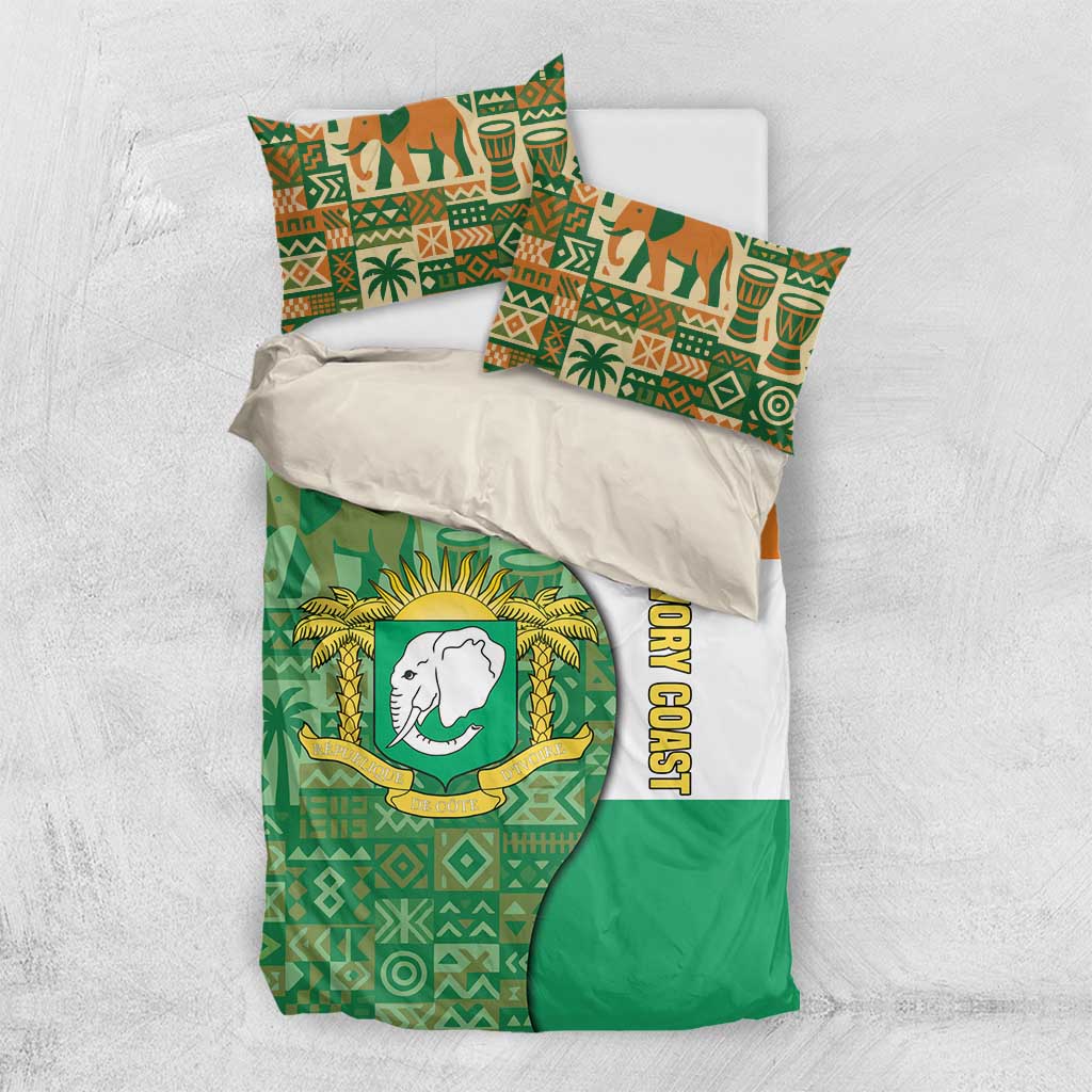 Ivory Coast Bedding Set Elephant Crest and Tribal Pattern TS04