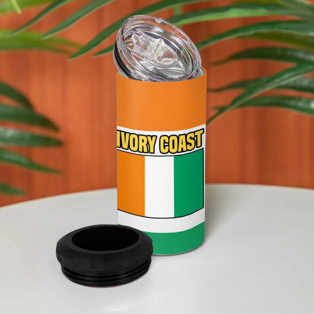 Ivory Coast 4 in 1 Can Cooler Tumbler Elephant Crest and Tribal Pattern TS04