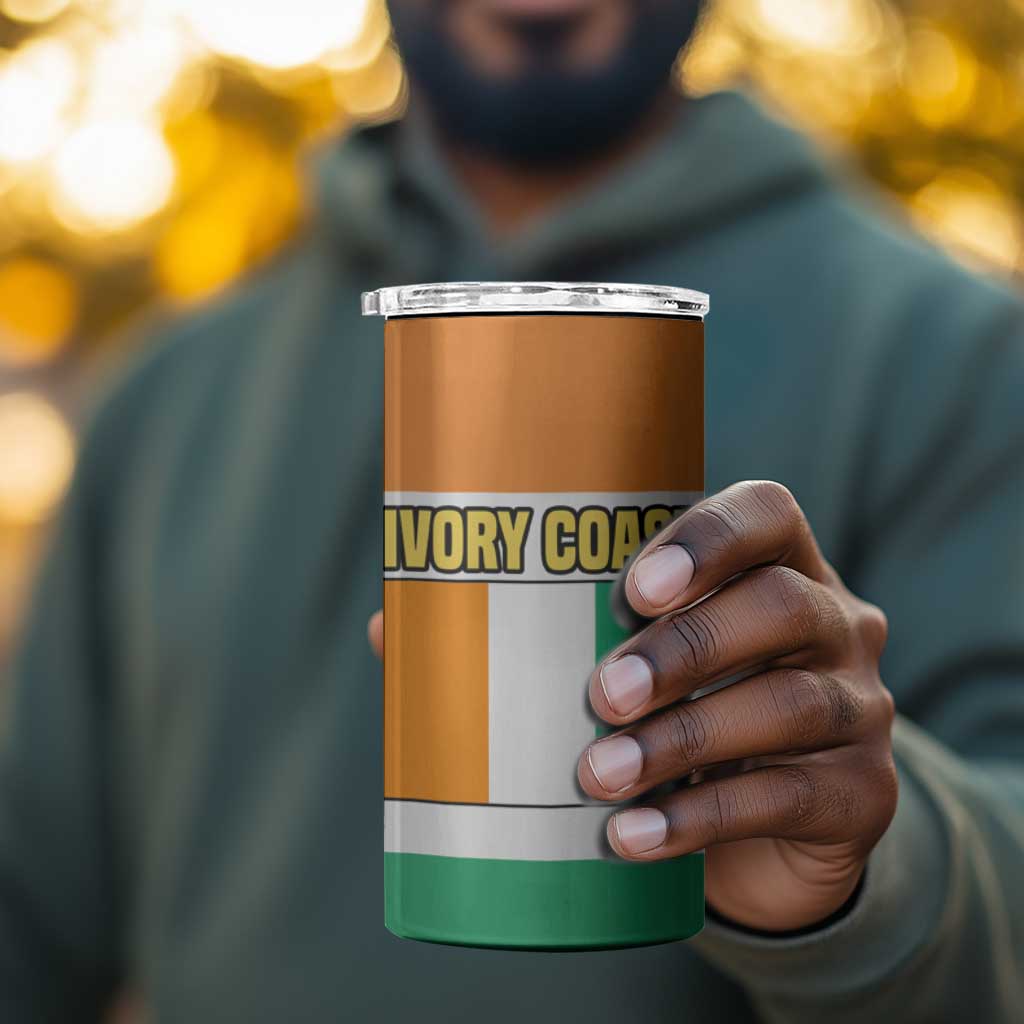 Ivory Coast 4 in 1 Can Cooler Tumbler Elephant Crest and Tribal Pattern TS04