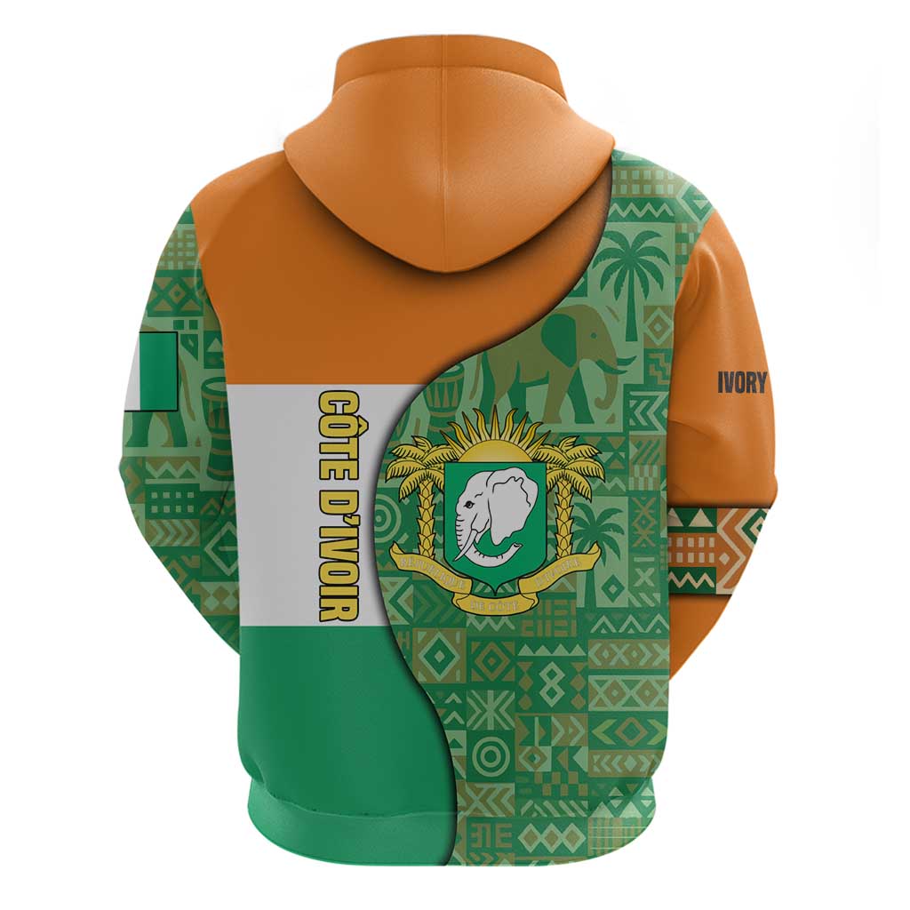 Ivory Coast Hoodie with Elephant Crest and Tribal Pattern Design TS04