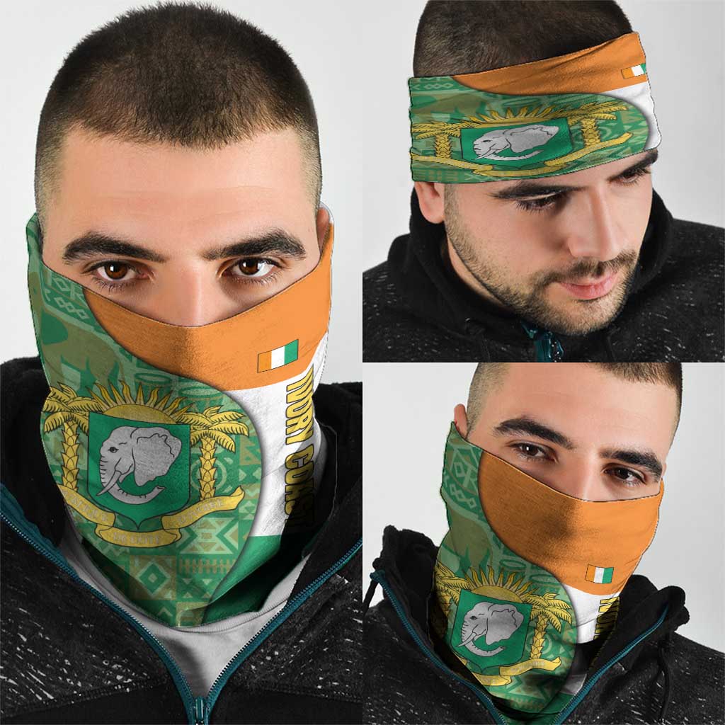 Ivory Coast Neck Gaiter with Elephant Crest and Tribal Pattern Design TS04
