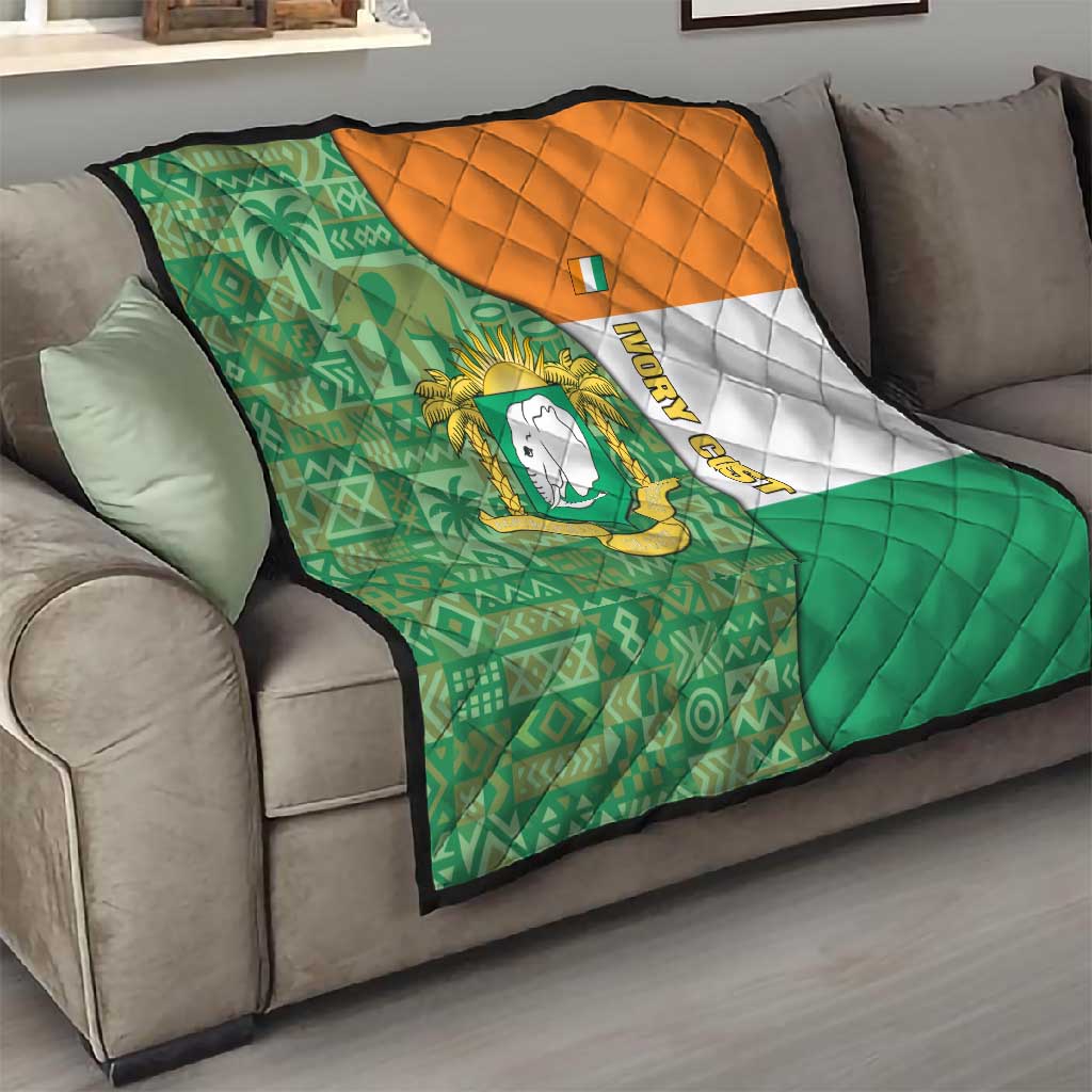 Ivory Coast Quilt Elephant Crest and Tribal Pattern TS04
