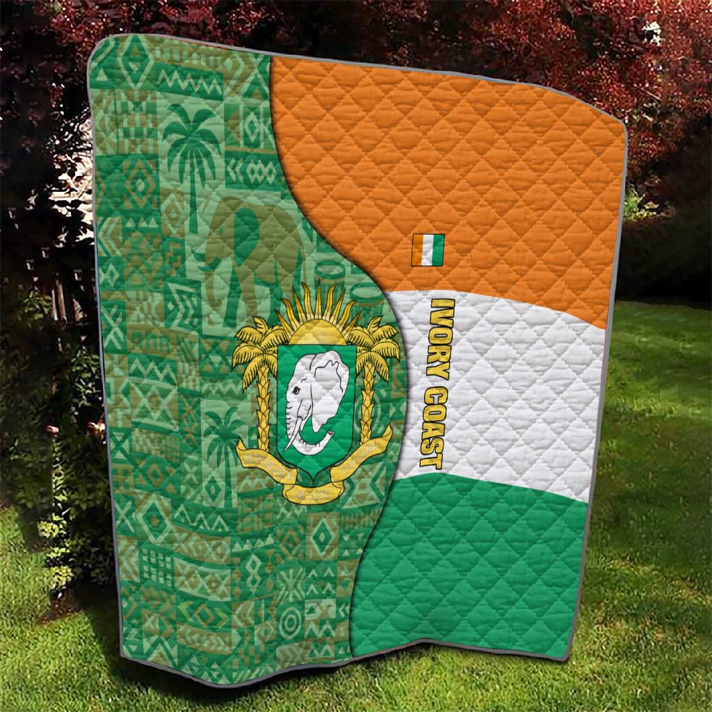Ivory Coast Quilt Elephant Crest and Tribal Pattern TS04