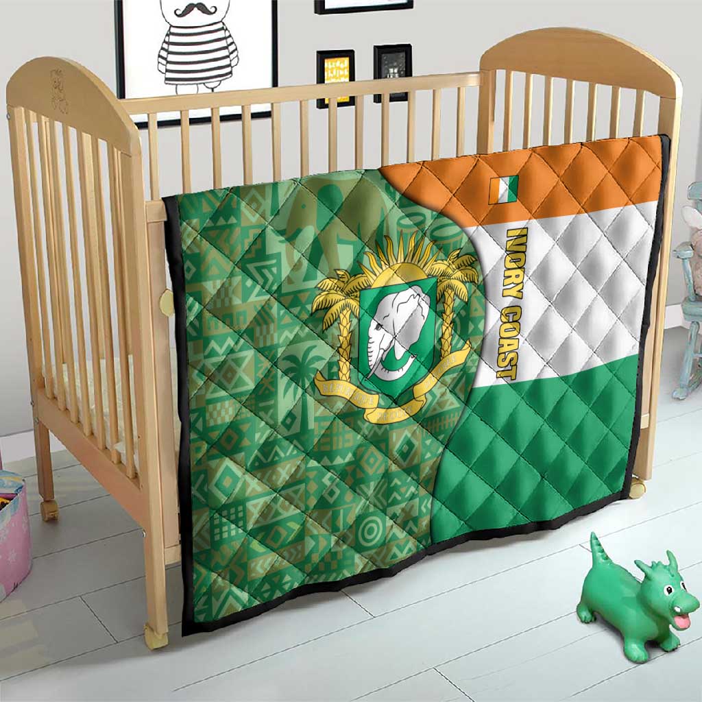Ivory Coast Quilt Elephant Crest and Tribal Pattern TS04