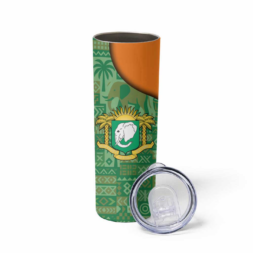 Ivory Coast Skinny Tumbler Elephant Crest and Tribal Pattern TS04