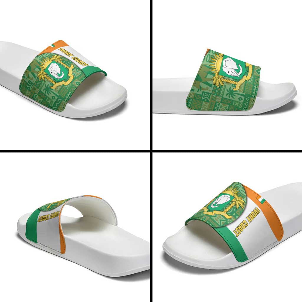 Ivory Coast Slide Sandals with Elephant Crest and Tribal Pattern Design TS04