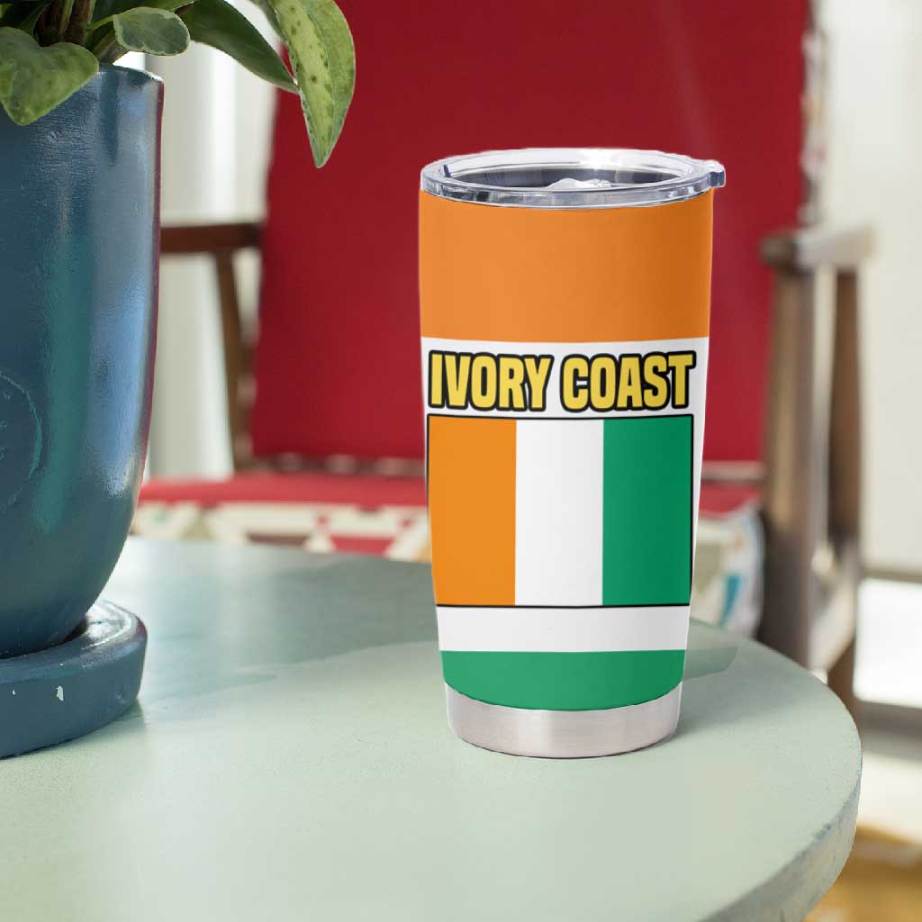 Ivory Coast Tumbler Cup Elephant Crest and Tribal Pattern TS04