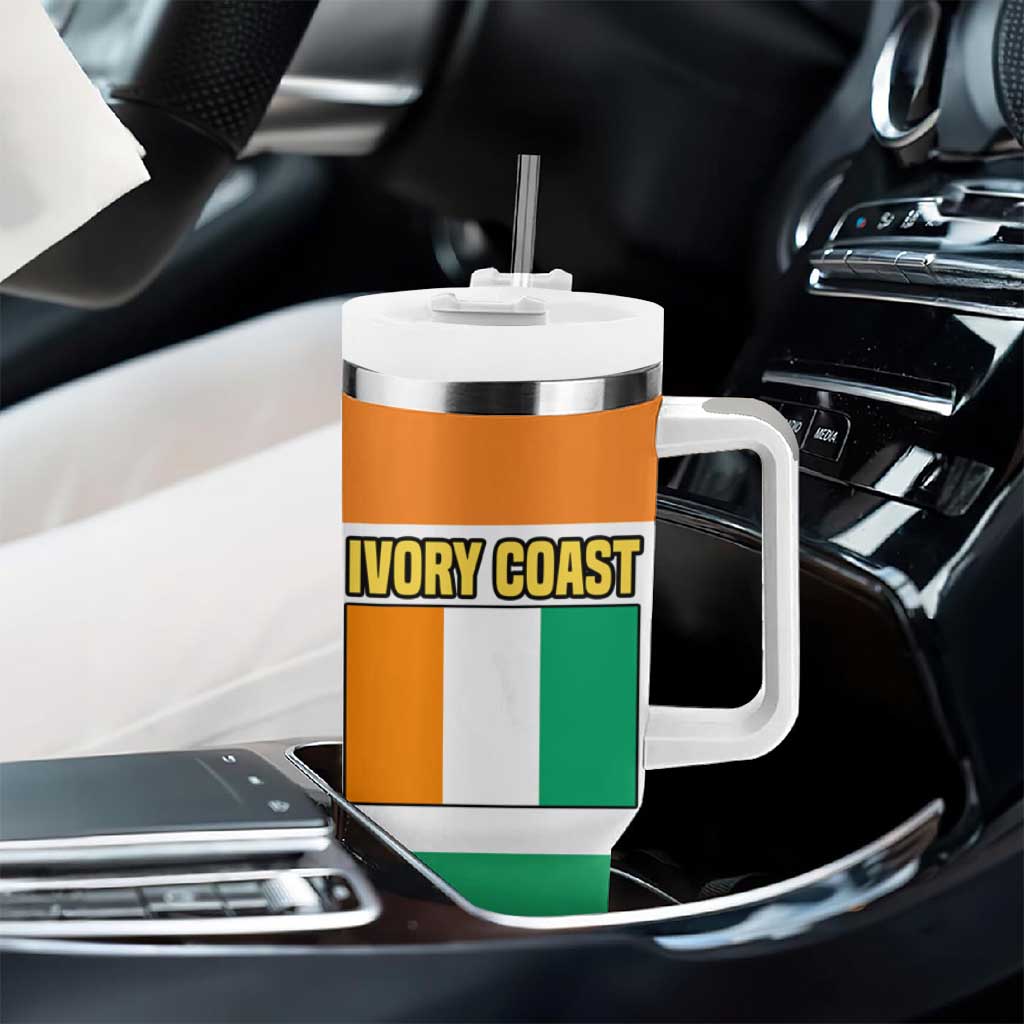Ivory Coast Tumbler With Handle Elephant Crest and Tribal Pattern TS04