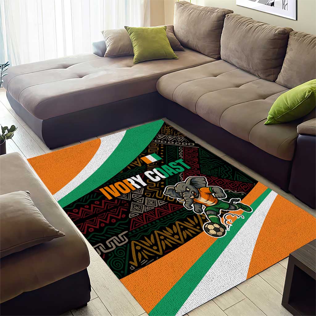 Ivory Coast Elephants Football Area Rug Soccer with Tribal Pattern TS04